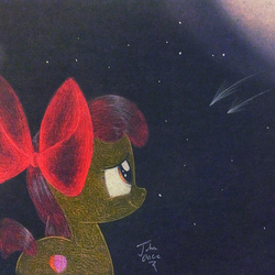 Size: 1008x1008 | Tagged: safe, artist:theasce, apple bloom, crusaders of the lost mark, g4, cutie mark, female, shooting star, solo, the cmc's cutie marks, traditional art