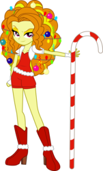 Size: 4583x7592 | Tagged: safe, artist:deathnyan, artist:mit-boy, adagio dazzle, equestria girls, g4, absurd resolution, boots, candy, candy cane, christmas, christmas lights, christmas treedagio, clothes, female, fingerless gloves, gloves, looking at you, raised eyebrow, shoes, simple background, solo, transparent background, vector