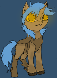 Size: 2423x3311 | Tagged: safe, artist:freeformedto, artist:thepurpleusagi, oc, oc only, oc:tourmaline form, changeling, hybrid, blue hair, brown changeling, chitin, cute, glowing eyes, high res, simple background