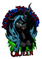 Size: 1631x2266 | Tagged: safe, artist:nekotigerfire, queen chrysalis, changeling, changeling queen, g4, female, grin, hail to the queen, portrait, simple background, solo, transparent background