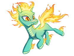 Size: 3380x2569 | Tagged: safe, artist:ligerstorm, tianhuo (tfh), longma, them's fightin' herds, community related, female, high res, mane of fire, simple background, solo, white background