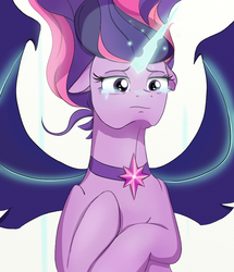 Size: 740x860 | Tagged: safe, artist:centurah, sci-twi, twilight sparkle, pony, equestria girls, g4, my little pony equestria girls: friendship games, crying, crylight sparkle, equestria girls ponified, female, mare, midnight sparkle, ponified, solo, wings