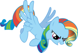 Size: 900x613 | Tagged: safe, rainbow dash, pegasus, pony, g4, alternate hairstyle, female, hilarious in hindsight, mane swap, mare, rainbow fash, rarity hair, simple background, solo, transparent background