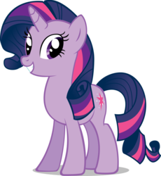 Size: 857x933 | Tagged: safe, artist:drewdini, twilight sparkle, pony, unicorn, g4, alternate hairstyle, female, mane swap, mare, simple background, smiling, solo, transparent background, unicorn twilight