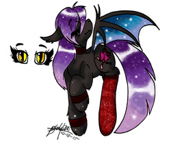 Size: 1024x873 | Tagged: safe, artist:amorvaldez96, oc, oc only, bat pony, pony, arm bands, clothes, eyes closed, ribbon, socks