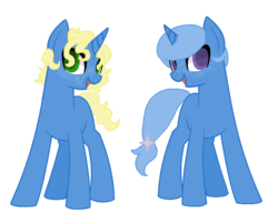 Size: 1110x854 | Tagged: safe, artist:rebellious-firefly, oc, oc only, oc:allusion, oc:fable, pony, unicorn, blank flank, brothers, freckles, magical lesbian spawn, offspring, parent:applejack, parent:trixie, parents:tripplejack, simple background, twins