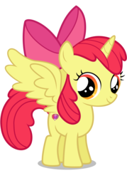 Size: 2000x2800 | Tagged: safe, artist:tizerfiction, apple bloom, alicorn, pony, crusaders of the lost mark, g4, alicornified, bloomicorn, cutie mark, female, filly, high res, race swap, simple background, solo, the cmc's cutie marks, transparent background, vector