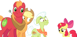 Size: 1780x850 | Tagged: safe, artist:tizerfiction, apple bloom, applejack, big macintosh, granny smith, alicorn, pony, crusaders of the lost mark, g4, bloomicorn, cutie mark, simple background, the cmc's cutie marks, transparent background, vector