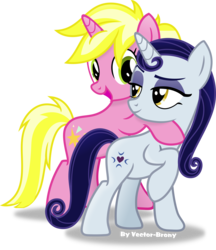 Size: 4062x4692 | Tagged: safe, artist:vector-brony, moonlight raven, sunshine smiles, pony, unicorn, canterlot boutique, g4, absurd resolution, cute, duo, female, hug, inkscape, mare, open mouth, signature, simple background, sisters, transparent background, vector