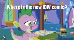 Size: 474x257 | Tagged: safe, idw, screencap, spike, g4, the one where pinkie pie knows, animated, you had one job