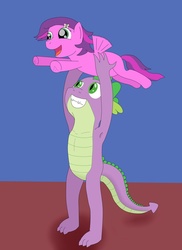 Size: 762x1048 | Tagged: safe, artist:allonsbro, skywishes, skywishes (g4), spike, g3, g4, adopted offspring, armpits, g3 to g4, generation leap, niece, parent:twilight sparkle, story included, uncle, uncle spike, underhoof