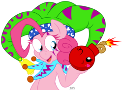 Size: 1024x750 | Tagged: safe, artist:dfectivedvice, artist:midnightblitzz, color edit, pinkie pie, g4, bomb, colored, cute, female, jester, jester pie, simple background, smiling, solo, transparent background, vector, wink