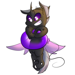 Size: 900x900 | Tagged: safe, artist:myralilth, oc, oc only, changeling, balloon, cute, cuteling, purple changeling, smiling, solo