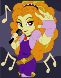Size: 1652x2101 | Tagged: safe, artist:the-paper-pony, adagio dazzle, equestria girls, g4, my little pony equestria girls: rainbow rocks, amulet, clothes, female, fingerless gloves, gloves, looking at you, microphone, music notes, necklace, open mouth, singing, solo, spikes, under our spell