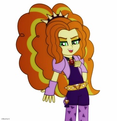 Size: 1664x1728 | Tagged: safe, artist:cbear624, adagio dazzle, equestria girls, g4, my little pony equestria girls: rainbow rocks, amulet, clothes, female, fingerless gloves, gloves, glowing eyes, looking at you, necklace, open mouth, signature, simple background, singing, solo, spikes, under our spell, white background