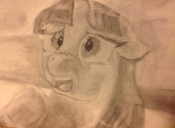 Size: 2290x1690 | Tagged: artist needed, safe, twilight sparkle, g4, death, fear, monochrome, traditional art