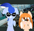 Size: 870x800 | Tagged: safe, artist:php54, inkling, original species, squid, squidpony, blue (inkling), bridge, cute, duo, funny face, orange (inkling), ponified, splatoon