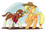 Size: 1704x1207 | Tagged: safe, artist:atteez, applejack, arizona (tfh), button mash, cow, earth pony, pony, them's fightin' herds, g4, bandana, cloven hooves, community related, crossover, duo, female, hat, propeller hat