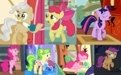 Size: 992x616 | Tagged: safe, screencap, apple bloom, chickadee, mayor mare, ms. peachbottom, pinkie pie, scootaloo, twilight sparkle, earth pony, pegasus, pony, unicorn, g4, games ponies play, magical mystery cure, season 2, season 3, season 5, sleepless in ponyville, the last roundup, the one where pinkie pie knows, animated, bipedal, desperation, female, fetish fuel, mare, need to pee, omorashi, out of context, potty dance, potty emergency, potty time, prancing, trotting, trotting in place, unicorn twilight