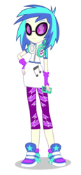 Size: 4433x9533 | Tagged: safe, artist:mohawgo, dj pon-3, vinyl scratch, equestria girls, g4, absurd resolution, background human, clothes, female, fingerless gloves, flash puppet, gloves, hand on hip, headphones, ipod, shoes, sneakers, solo, sunglasses