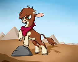Size: 600x480 | Tagged: safe, artist:marmorexx, arizona (tfh), cow, them's fightin' herds, bandana, cloven hooves, community related, female, solo