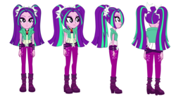 Size: 1920x1080 | Tagged: safe, artist:yoshigreenwater, aria blaze, equestria girls, g4, my little pony equestria girls: rainbow rocks, amulet, clothes, female, flash puppet, looking at you, necklace, side view, solo, turnaround, wristband