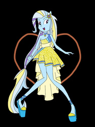 Size: 768x1024 | Tagged: safe, artist:ilaria122, trixie, equestria girls, g4, my little pony equestria girls: rainbow rocks, black background, clothes, dress, female, ponied up, simple background, solo