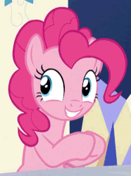 Size: 428x576 | Tagged: safe, screencap, pinkie pie, earth pony, pony, g4, season 5, the one where pinkie pie knows, animated, female, gif, grin, mare, nodding, rubbing hooves, smiling, solo, wide eyes