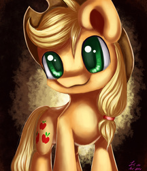 Size: 3793x4400 | Tagged: safe, artist:jiamian, applejack, earth pony, pony, g4, absurd resolution, cowboy hat, cute, female, hat, signature, smiling, solo, stetson