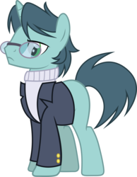 Size: 2445x3150 | Tagged: safe, artist:duskthebatpack, oc, oc only, oc:ink sigil, pony, unicorn, blazer, clothes, glasses, high res, male, simple background, solo, stallion, sweater, transparent background, vector