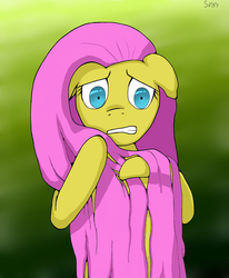 Size: 2344x2848 | Tagged: safe, artist:sv37, fluttershy, pony, g4, female, high res, mare, scared, signature, solo, standing