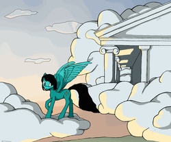 Size: 2444x2020 | Tagged: safe, artist:sv37, oc, oc only, oc:maria, pegasus, pony, cloud, cloudy, high res, morning