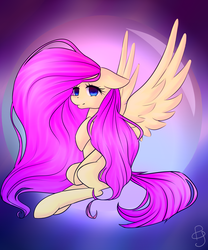 Size: 1024x1229 | Tagged: safe, artist:petropaintings, fluttershy, g4, female, sitting, solo, spread wings