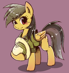 Size: 1500x1600 | Tagged: safe, artist:nazonazopowerfu, daring do, pegasus, pony, g4, blushing, clothes, cute, daring dorable, female, hat, holding hat, looking at you, mare, pixiv, smiling, solo, wrong eye color