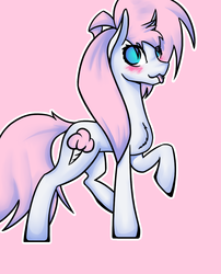 Size: 937x1158 | Tagged: safe, artist:catanddogsoup, oc, oc only, oc:cotton candy, blushing, chest fluff, solo, tongue out