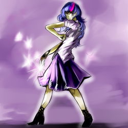 Size: 1024x1024 | Tagged: safe, artist:dedalocious, twilight sparkle, human, g4, female, humanized, jojo's bizarre adventure, solo