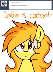 Size: 586x795 | Tagged: safe, artist:php92, spitfire, ask spitfire the wonderbolt, g4, ask, confused, cute, cutefire, female, solo, tumblr