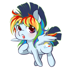 Size: 1000x1000 | Tagged: safe, artist:angelobsessed, oc, oc only, oc:sunrise brisk, chibi, commission, cute, offspring, parent:rainbow dash, parent:soarin', parents:soarindash, solo