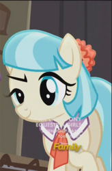 Size: 400x608 | Tagged: safe, screencap, coco pommel, g4, made in manehattan, female, needs more jpeg, raised eyebrow, solo