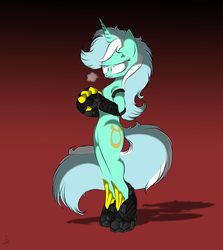 Size: 2552x2863 | Tagged: safe, artist:v-d-k, lyra heartstrings, pony, g4, bipedal, female, high res, iron hands, solo