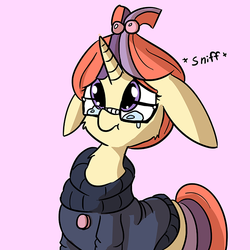 Size: 769x769 | Tagged: safe, artist:tjpones, moondancer, pony, amending fences, g4, crying, cute, dancerbetes, female, floppy ears, glasses, solo