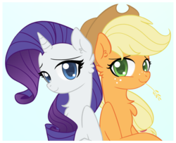 Size: 1024x832 | Tagged: safe, artist:bristlestream, applejack, rarity, g4, chest fluff, female, lesbian, ship:rarijack, shipping