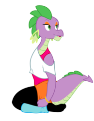 Size: 600x774 | Tagged: safe, artist:queencold, spike, dragon, g4, barb, clothes, dragoness, leg warmers, rule 63, simple background, solo, teenaged dragon, transparent background, vector