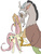 Size: 500x655 | Tagged: safe, artist:mugijiru, discord, fluttershy, g4, blushing, female, male, oekaki, ship:discoshy, shipping, straight, tail hold, tail pull