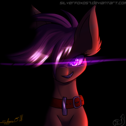 Size: 3500x3500 | Tagged: safe, artist:silverfox057, scootaloo, g4, collar, female, glowing eyes, high res, solo