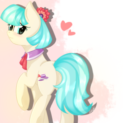 Size: 1024x1024 | Tagged: safe, artist:lak160, coco pommel, g4, blushing, butt, cute, female, heart, looking at you, looking back, plot, smiling, solo