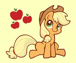 Size: 600x500 | Tagged: safe, artist:tsukisayu, applejack, g4, female, looking at you, sitting, smiling, solo