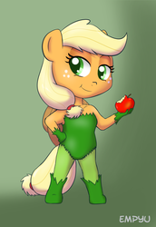 Size: 688x1000 | Tagged: safe, artist:empyu, applejack, earth pony, anthro, g4, apple, crossover, dc comics, female, poison ivy, solo