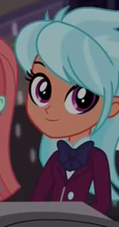 Size: 300x571 | Tagged: safe, screencap, frosty orange, equestria girls, g4, my little pony equestria girls: friendship games, background human, cropped, cute, female, looking at you, smiling, solo