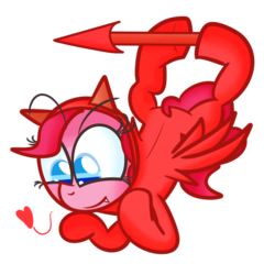 Size: 1027x1071 | Tagged: safe, artist:mr-degration, pinkie pie, devil, g4, clothes, costume, female, heart, outfit, simple background, solo, spear, transparent background, wings